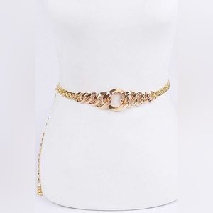 Gold Chunky Metal Chain Adjustable Waist Statement Belt